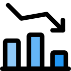 Bar chart with line graph in a decline icon
