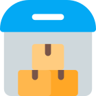 Airport warehouse with delivery boxes storage facility icon