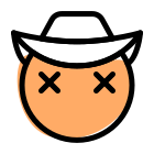 Cowboy with hat eyes crossed resembling dead emoji icon