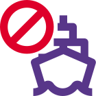 Blocked sign for ship regular delivery route icon