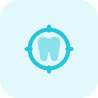 Targeting the dental clinic with cross hair Logon type isolated on a white background icon