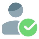 Check mark on a classical user for authentication and approval icon