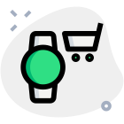 Shopping made easy on smartwatch with trolley logotype icon