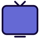 Outdated CRT television set with antenna system icon