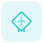 Airport sign board with an airplane layout icon