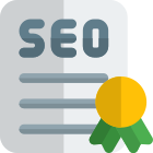 Seo certificate in concern of excellence and achievement icon