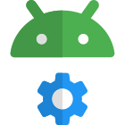 Internal Android operating system settings with cogwheel logotype icon
