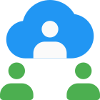 Online meeting via cloud server all around the world icon