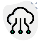 Cloud technology with connected nodes isolated on a white background icon