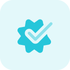 Product quality checkmark for approved and tested icon