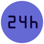 24 hour service on round the clock available icon