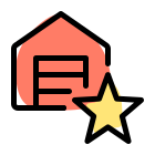 Warehouse with star logotype - favorite storage unit icon