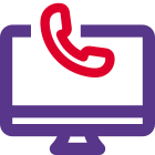 Internet telephone service connected with the desktop computer icon