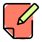 Paper and writing pen isolated on a white background icon