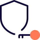 Key protection on the defensive shield isolated on the white background icon