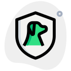 Pet dog beign insured isolated on white background icon