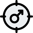 Male staff attention target under crosshair logotype icon