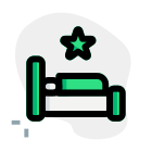 Single star bed of hotel with minimalistic service icon