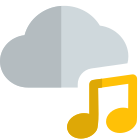 Music on cloud network isolated on white background icon