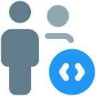 Multiple users joining the workforce for advance coding icon