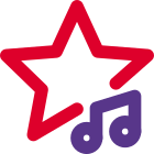 Trending chart music online with the star Logotype icon