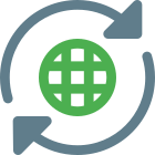 Syncing with loop arrows with internet connectivity icon