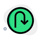 U-turn road side signal for traffic sign post icon