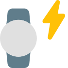 Charging smartwatch with flash bolt isolated on white background icon