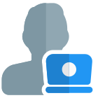 User or a programmer using a laptop for working online icon