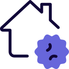 Home Infected with a Corona virus isolated on a white background icon