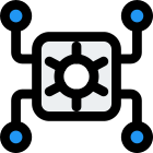 Microprocessor connected with multiple terminals isolated on a white background icon