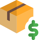 Premium delivery charges in dollars printed on box icon