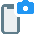 Advance smartphone with in-built camera setup logotype icon