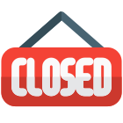 Closed sign board hanging at shopping mall door icon