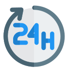 24 hours service available round the clock icon