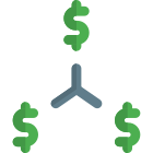 Dollar sign and finance in connection layout icon