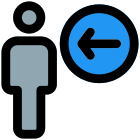 Employee with a left direction arrow indication icon
