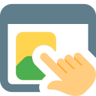 Landing page with a touch enabled screen web browser support icon