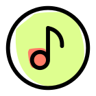 Music application with musical note in a circle icon