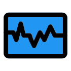 Ecg diagnosis with the wave diagram on a monitor icon