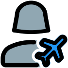 Female user with a flight logotype as an indication of a vacation mode icon