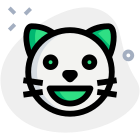 Cat grinning facial expression with mouth wide open icon