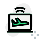 Online ticket booking on a computer laptop icon