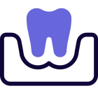 Implanting a new artificial tooth into the gums icon