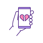 Broken Heart On Mobile Screen icon