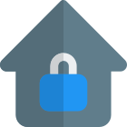 Padlock with home logotype with a concept of home security icon