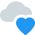 Favorite cloud location for storage with heart shape icon