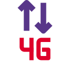 Fourth generation phone and internet connectivity logotype icon