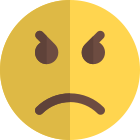 Angry and furious emoticon facial expression layout icon