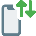 Phone with up and down arrow for internet connection icon